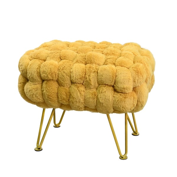 Soft Fauxfur Pouf Stool Ottoman Fuzzy Entryway Bench Seat 27"x20"x19